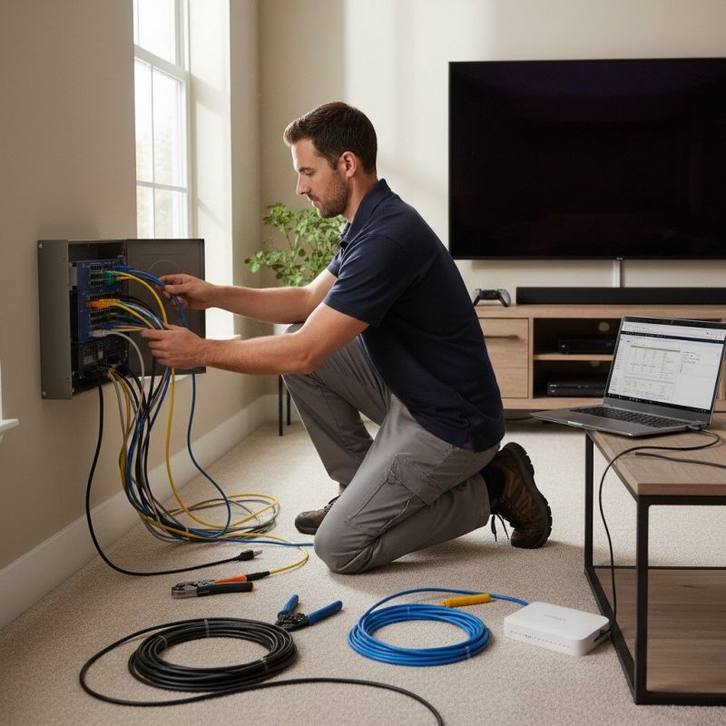 Local Home Network Cabling pros at work